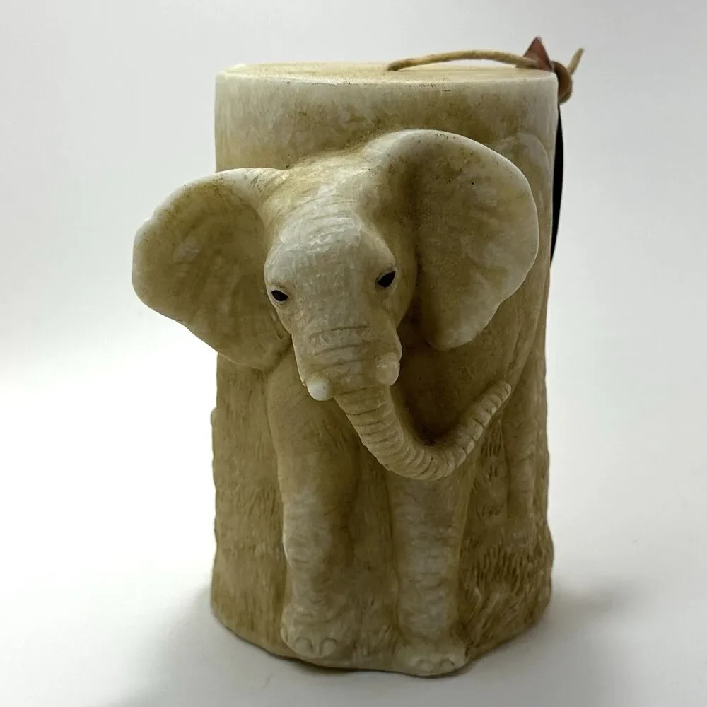 Animal Spirits Hand Carved Elephant Pillar Candle • New w/ Tag • Retro Y2K Decor